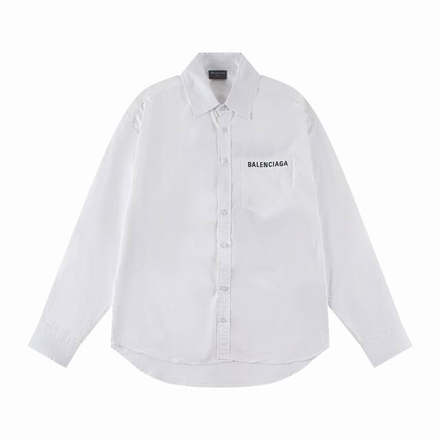 Balenciaga Oversized Shirt. Features patch pockets on the back and front. The fa