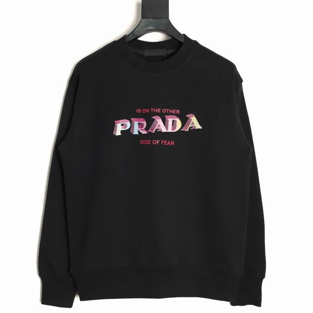 Prada 25Fw 3D Letter Print Crew Neck Sweatshirt (Ddd) 480G High-Grade Combed Cot