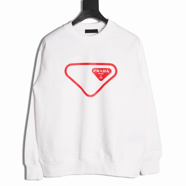 Prada 25Fw Double Triangle Logo Print Crew Neck Sweatshirt (Ddd) 480G Premium Co