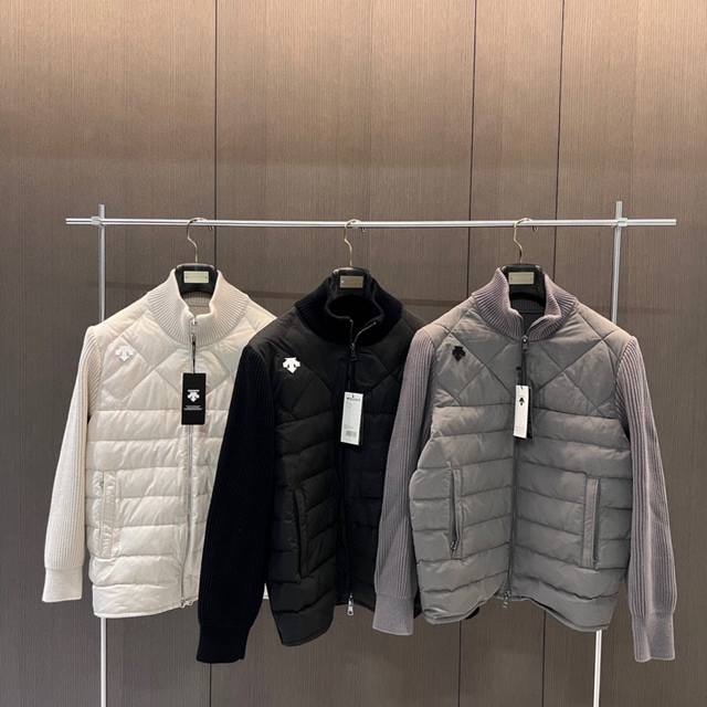 Price Reduction Offer: Descente Cotton Knit Down Jacket with Stand Collar, Unise