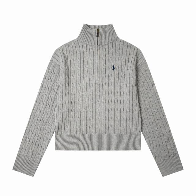 7 Colors Ralph Lauren - Half-Zip Short Sweater, Long Sleeve, Women's Colors: Whi