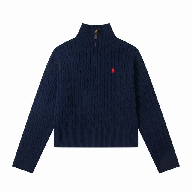 7 Colors Ralph Lauren - Half-Zip Short Sweater, Long Sleeve, Women's Colors: Whi