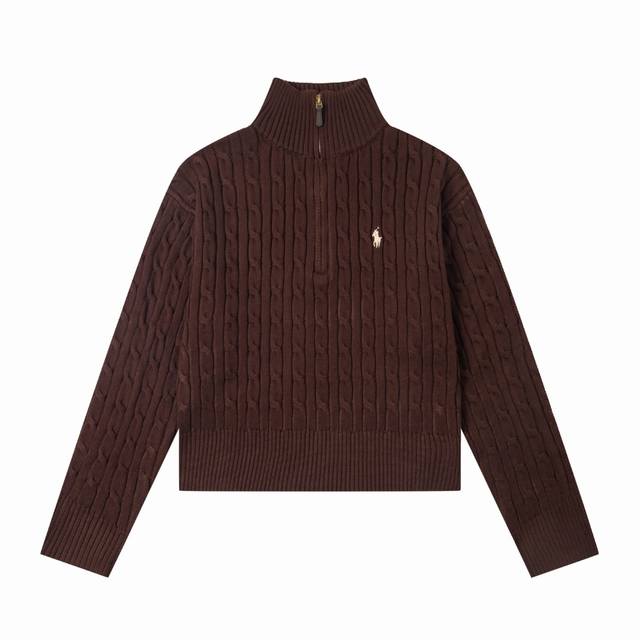 7 Colors Ralph Lauren - Half-Zip Short Sweater, Long Sleeve, Women's Colors: Whi