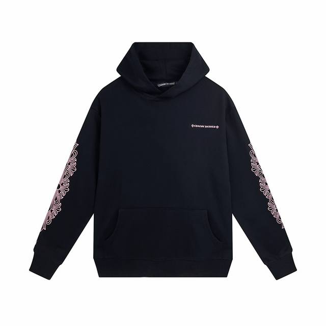 High-quality Chrome Hearts pink hooded sweatshirt with Sanskrit print and oversi