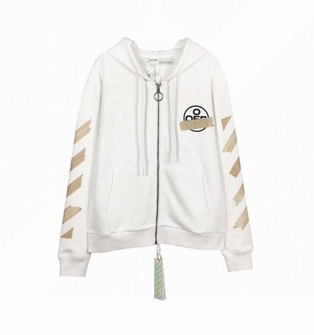 High-quality Off-White CO Virgil Abloh cardigan with duct tape and arrow print,