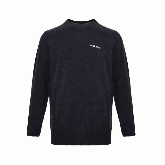 Miu Miu 24Fw Embroidered Label Teddy Crew Neck Sweater (Originally purchased for