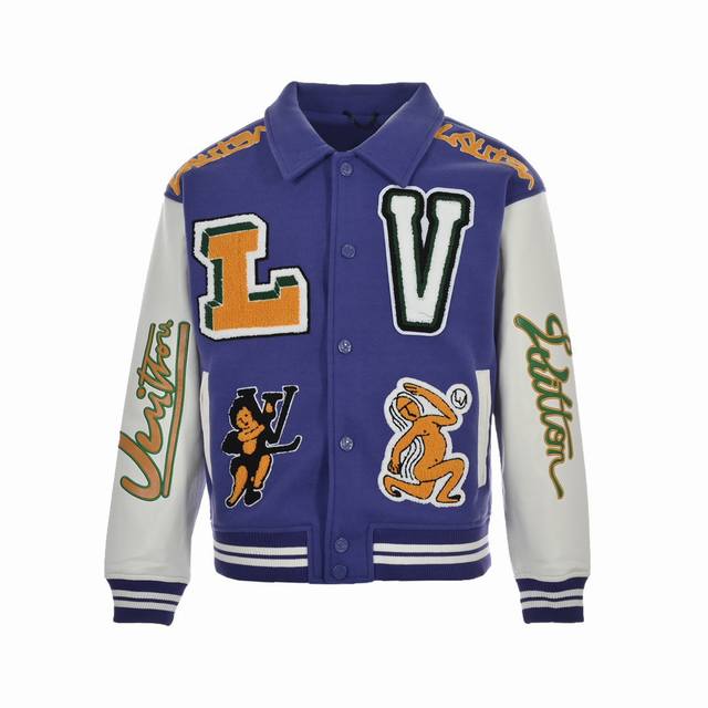 Louis Vuitton 22Fw Towel Embroidered Letter Frog Baseball Jacket Sorry to keep y