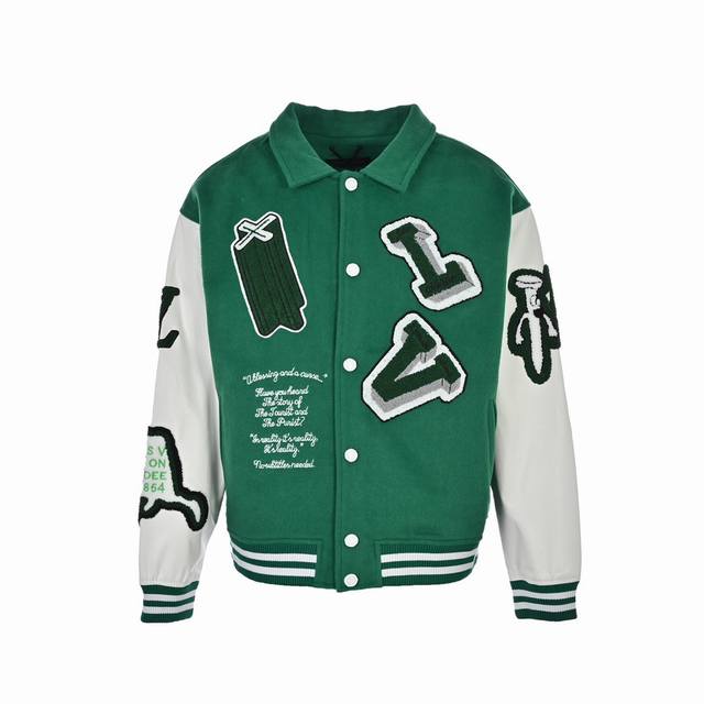 Louis Vuitton 21Ss Wizard of Oz Baseball Jacket. The fabric is a custom-woven bl