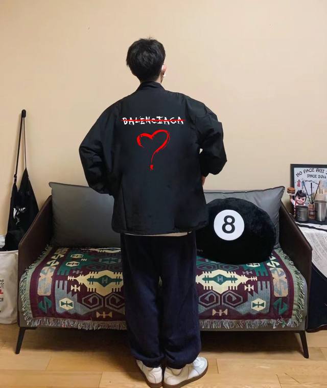 Balenciaga Taboo Theme Spring/Autumn Stand Collar Coach Jacket Selected high-qua