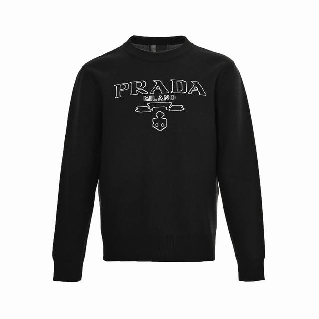 Prada 24Fw Jacquard Logo Crew Neck Sweater This sweater is incredibly stylish wh