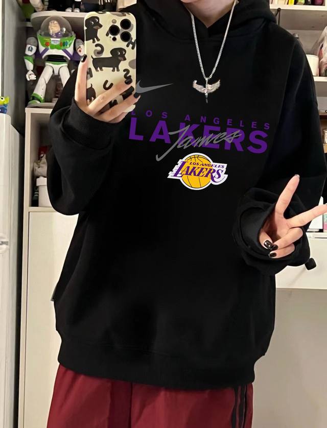 NBA X Nike Lakers LeBron James Training Suit Spring/Autumn Hooded Sweatshirt. Th