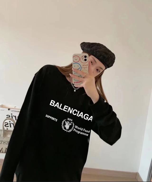 Balenciaga Classic Wheat Ear Letter Print Crew Neck Sweatshirt for Spring and Au