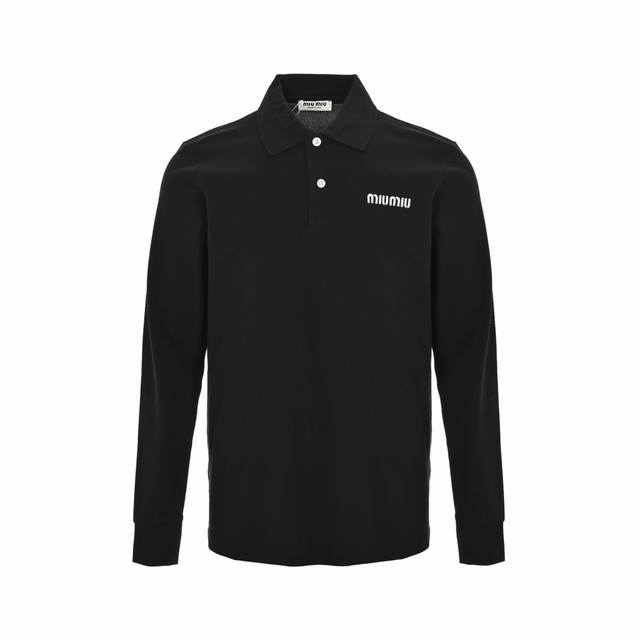 Miumiu Classic Embroidered Long-Sleeve Polo T-Shirt (Ddd) Made with custom fabri