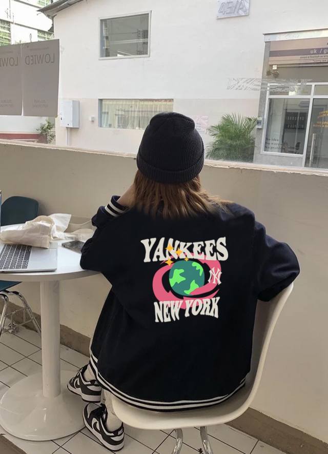 Mlb Yankees-Ny Earth Home Spring/Autumn New Creative Logo Loose Jacket Baseball