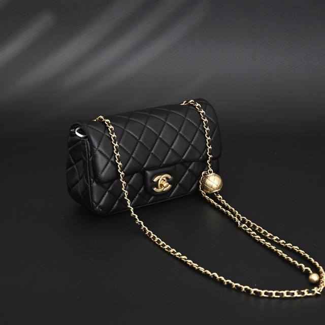 Chanel Classic Flap Bag with Small Gold Ball, Classic Quilted Chain, Gold Buckle
