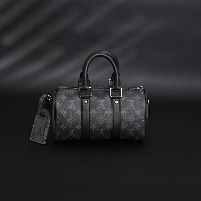 Louis Vuitton Lv Keepall 25 Black/Grey Monogram Pillow Bag Shoulder Bag/Crossbod