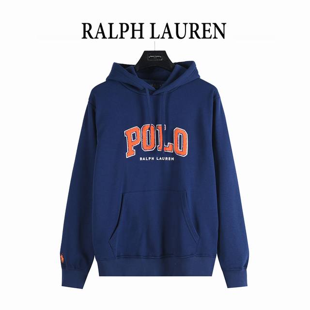 Ralph Lauren Fleece Hooded Sweatshirt with Embroidered Logo on Chest (420g). Cus