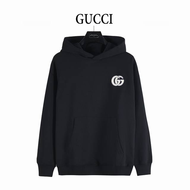 Gucci 25Fw Simple Double G Embroidered Hooded Sweatshirt. Made of 420 double yar