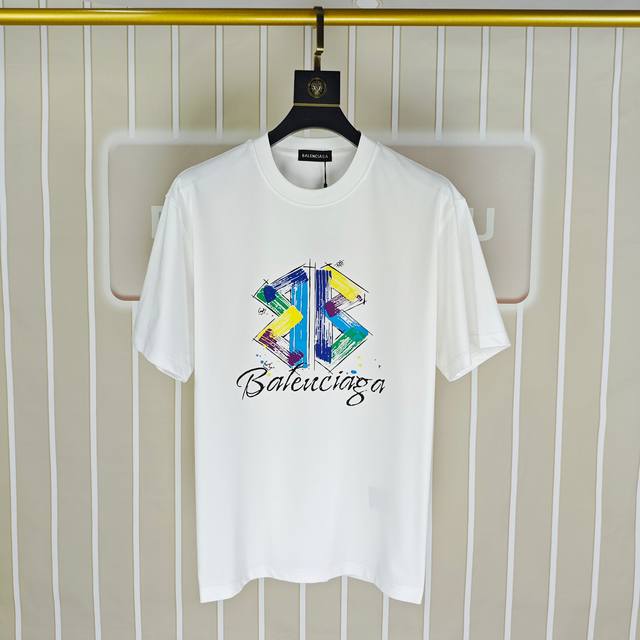 Balenciaga 2025 Spring/Summer New Arrival Men's Crew Neck Short Sleeve T-Shirt,