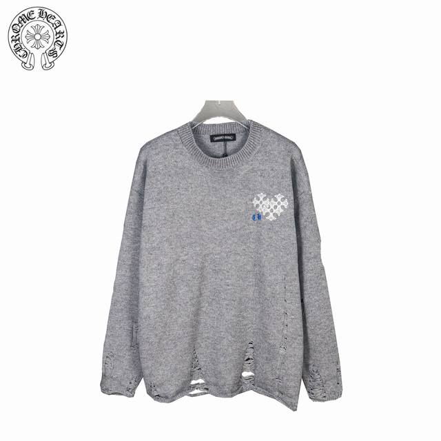 Chrome Hearts Embroidered Disc Sanskrit Cross Ripped Knit Sweater So beautiful i