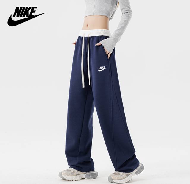 Nike Nime Summer New Youth Style Color-Blocked Straight Leg Sweatpants for Men a