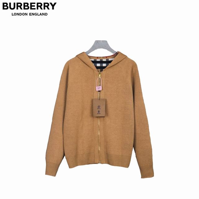 Burberry 25Ss Check Reversible Wool Jacquard Cardigan Sweater with Horse Pattern