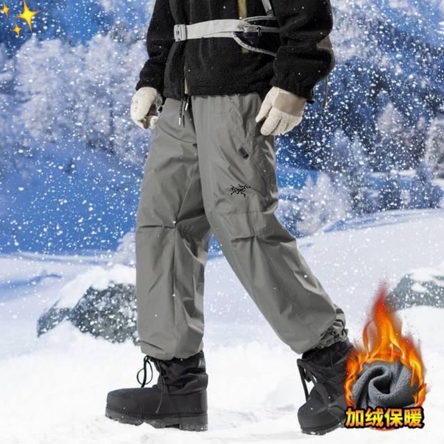 Arc'teryx Fall/Winter New Fleece-Lined Cargo Pants, Outdoor Warm Pants, Pocket