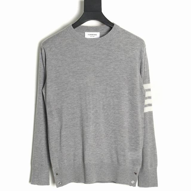 Thom Browne Tb Tom Browne 23Fw Fine Wool Crew Neck Sweater, Light Gray (Ddd) Thi