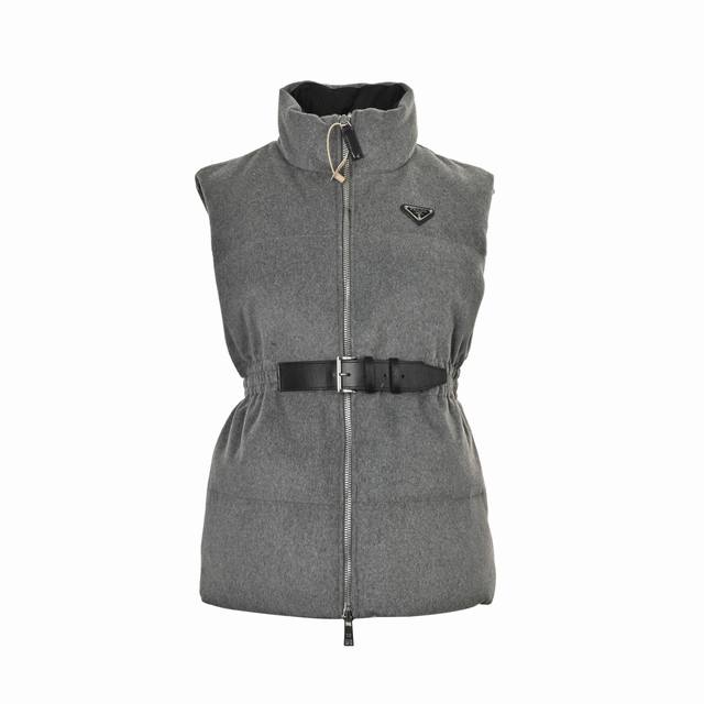Prada Wool Waist-cinching Down Jacket Prada Autumn/Winter Waist-cinching Down Ja