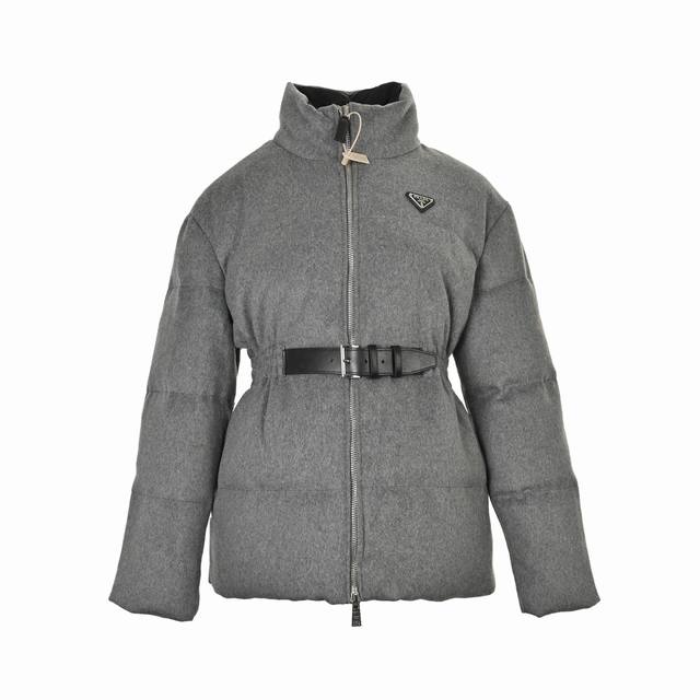 Prada Wool Waist-cinching Down Jacket Prada Autumn/Winter Waist-cinching Down Ja