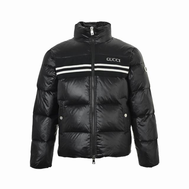 Gucci striped logo stand-up collar down jacket Ddd