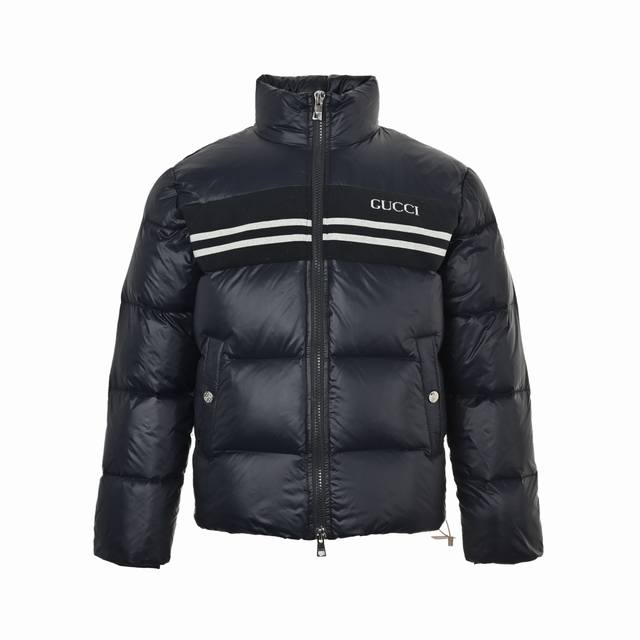 Gucci striped logo stand-up collar down jacket Ddd