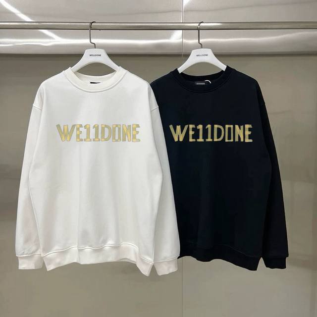 We11Done Masking Sticker High Street American Loose Crew Neck Sweatshirt (Unisex