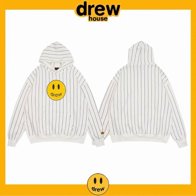 Drew House Color Block Striped Hooded Loose Casual Sweatshirt A fresh and simple