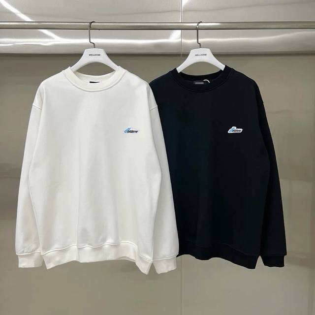 We11Done Embroidered Logo High Street American Loose Crew Neck Sweatshirt (Unise