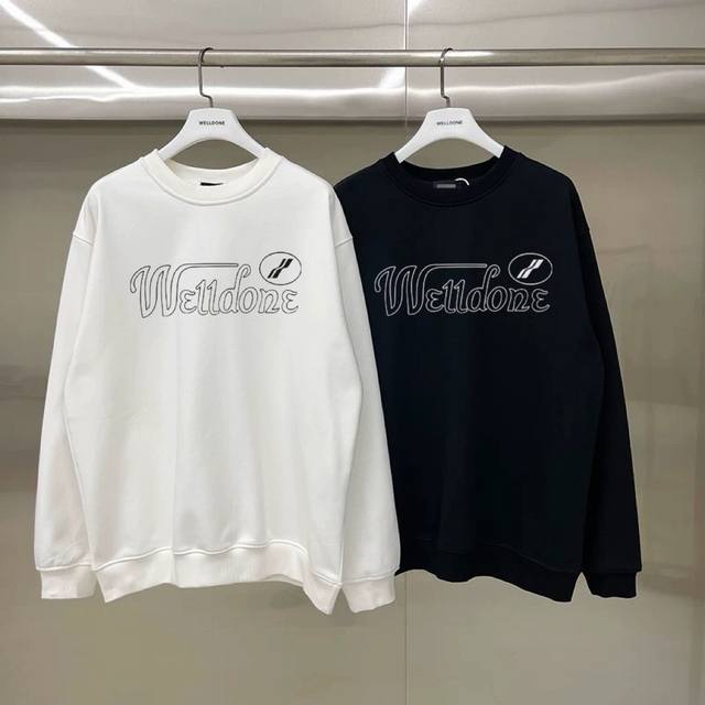 We11Done Hollowed-out Letter High Street American Loose Crew Neck Sweatshirt (Un