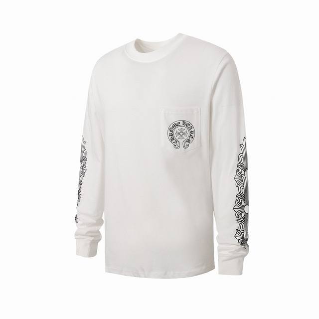 High-quality Chrome Hearts floral and horseshoe print long-sleeved T-shirt, a mu