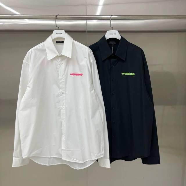 We11Done Striped Letter Shirt Long-Sleeve Jacket Loose Casual Couple Style Fabri