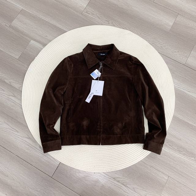 Barn Jacket, Dark Brown Faux Cowhide Retro Lapel Suede Shoulder Jacket (Item No.