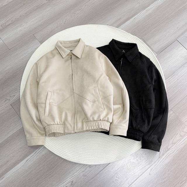 Suede Loose-fitting Retro Harrington Collar Jacket, Old Money Style Outerwear It