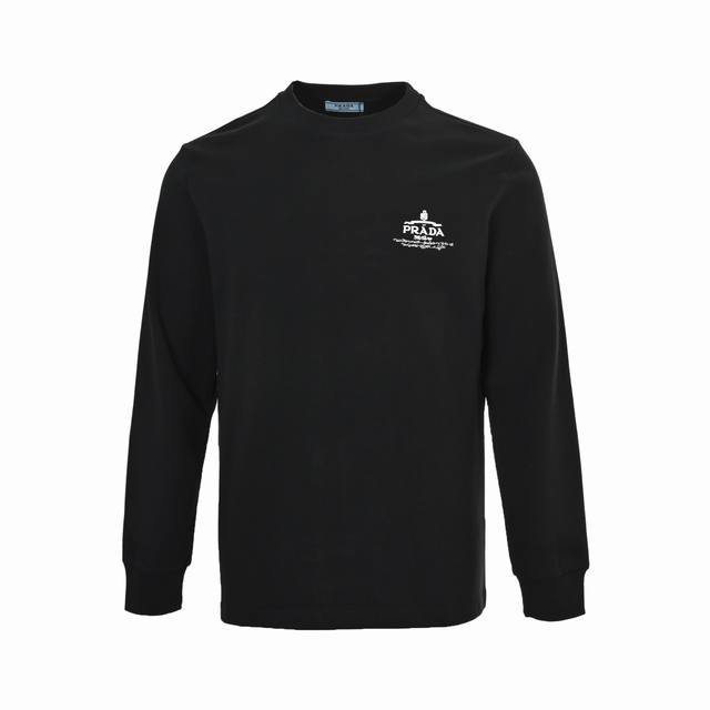 Prada 25Fw Long-Sleeve T-Shirt with Large Embroidered Logo and Signature on the