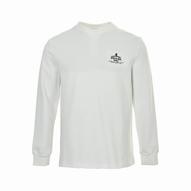 Prada 25Fw Long-Sleeve T-Shirt with Large Embroidered Logo and Signature on the