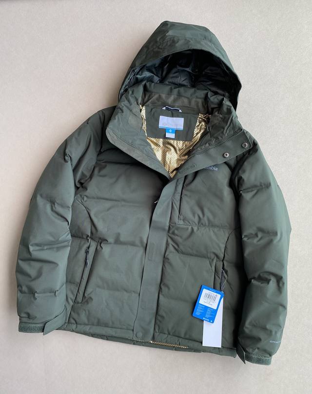 New Arrival: Columbia Men's Outdoor Down Jacket with Gold Dot Water Repellent Wh