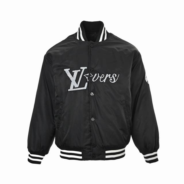 Louis Vuitton 24Fw Rhinestone Embroidered Nylon Baseball Jacket (Ddd) This baseb
