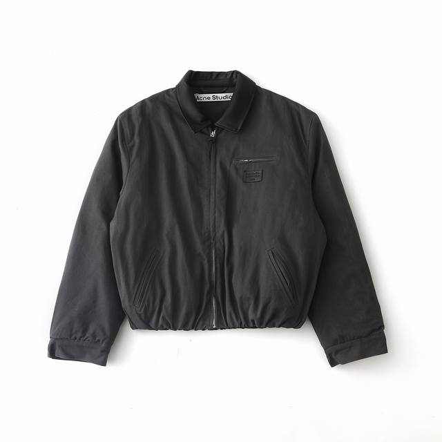 Acne Studios Ss25 Barn-style leather collar logo drop shoulder long-sleeved bomb