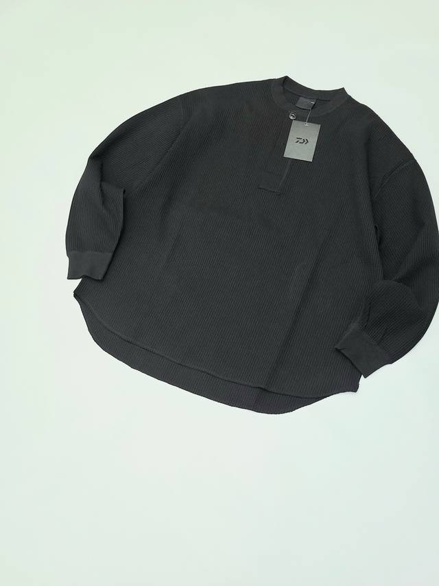 Daiwa Pier39 Tech Thermal Henley Waffle Knit Crew Neck Long Sleeve 280G Waffle K