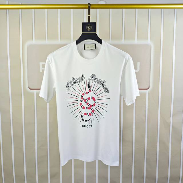 G*Cci 2025 Spring/Summer New Original Men's Crew Neck Short Sleeve T-Shirt, Sold