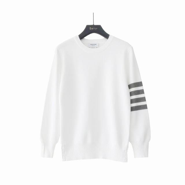 Real shot details + size chart Thom Browne Classic Four-stripe Knit Thick Crew N