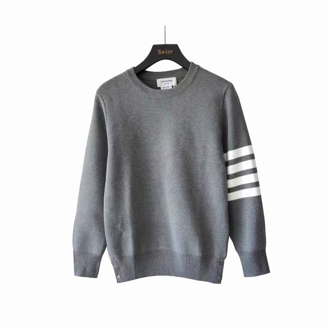 Real shot details + size chart Thom Browne Classic Four-stripe Knit Thick Crew N
