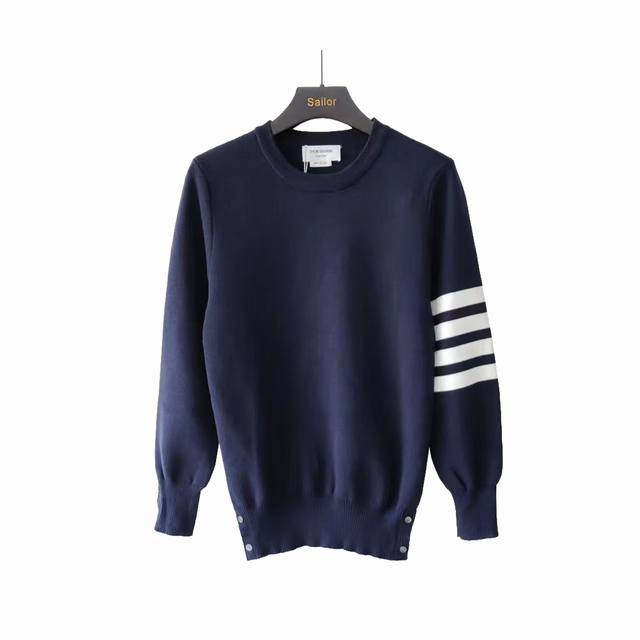 Real shot details + size chart Thom Browne Classic Four-stripe Knit Thick Crew N